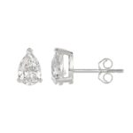LADIES SOLITAIRE EARRINGS 2 1/2CT PEAR DIAMOND 14K WHITE GOLD - Image 2
