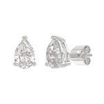 LADIES SOLITAIRE EARRINGS 3CT PEAR DIAMOND 14K WHITE GOLD - Image 3