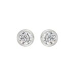LADIES SOLITAIRE EARRINGS 3CT ROUND DIAMOND 14K WHITE GOLD