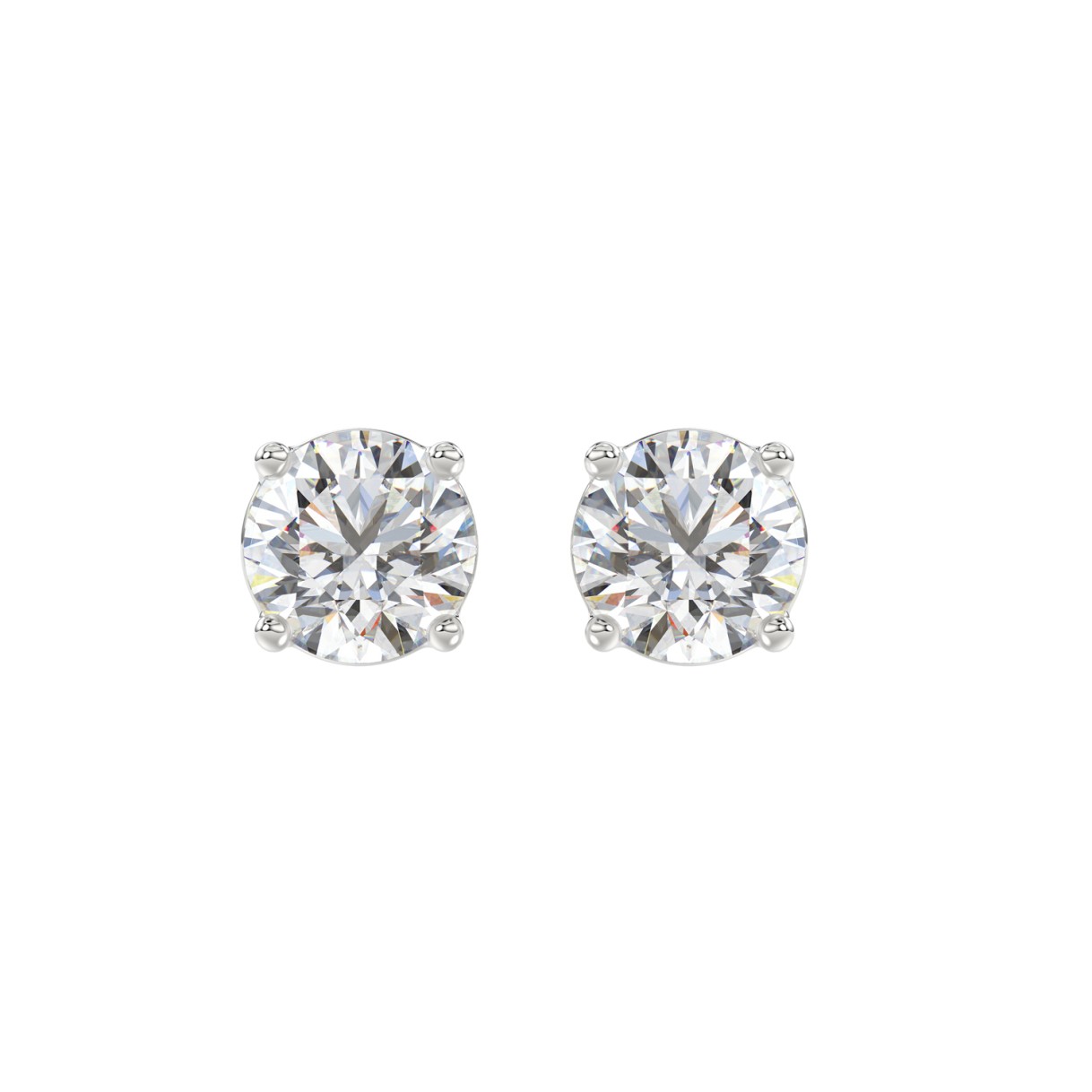LADIES SOLITAIRE EARRINGS 3CT ROUND DIAMOND 14K WHITE GOLD (CENTER STONE ROUND DIAMOND 1 1/2CT) 1 LADIES SOLITAIRE EARRINGS 3CT ROUND DIAMOND 14K WHITE GOLD (CENTER STONE ROUND DIAMOND 1 1/2CT) - Image 1