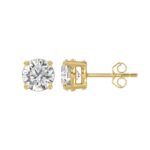 LADIES SOLITAIRE EARRINGS 3CT ROUND DIAMOND 14K YELLOW GOLD (CENTER STONE ROUND DIAMOND 1 1/2CT) - Image 2