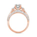 LADIES RING 3CT ROUND/EMERALD/TRAPEZOID DIAMOND 14K ROSE GOLD (CENTER STONE EMERALD DIAMOND 2CT) - Image 4