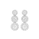 LADIES EARRINGS 3 3/4CT ROUND DIAMOND 14K WHITE GOLD (CENTER STONE ROUND DIAMOND 1 1/3C T )