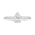 LADIES SOLITAIRE RING 1CT PEAR DIAMOND 14K WHITE GOLD - Image 5