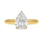 LADIES SOLITAIRE RING 2 1/2CT PEAR DIAMOND 14K YELLOW GOLD - Image 5