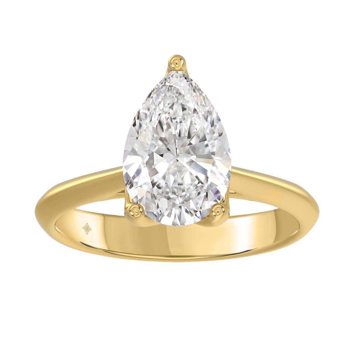 LADIES SOLITAIRE RING 3CT PEAR DIAMOND 14K YELLOW GOLD 1 LADIES SOLITAIRE RING 3CT PEAR DIAMOND 14K YELLOW GOLD - Image 1