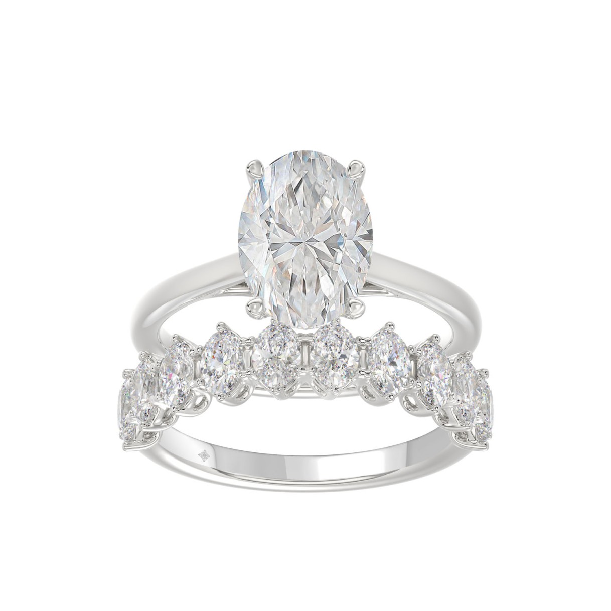 14K WHITE GOLD 4 1/2CT ROUND/OVAL DIAMOND LADIES BRIDAL SET (CENTER STONE OVAL DIAMOND 3.00CT) 1 14K WHITE GOLD 4 1/2CT ROUND/OVAL DIAMOND LADIES BRIDAL SET (CENTER STONE OVAL DIAMOND 3.00CT) - Image 1