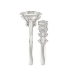 14K WHITE GOLD 4 1/2CT ROUND/OVAL DIAMOND LADIES BRIDAL SET (CENTER STONE OVAL DIAMOND 3.00CT) - Image 4