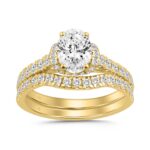 14K YELLOW GOLD 1 1/2CT ROUND/OVAL DIAMOND LADIES BRIDAL SET