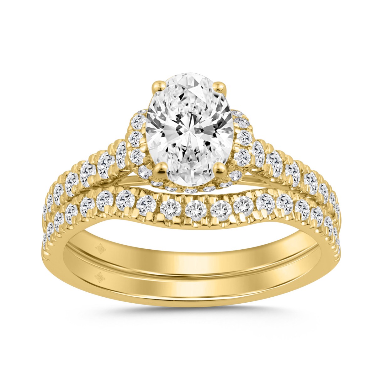 14K YELLOW GOLD 1 1/2CT ROUND/OVAL DIAMOND LADIES BRIDAL SET 1 14K YELLOW GOLD 1 1/2CT ROUND/OVAL DIAMOND LADIES BRIDAL SET - Image 1