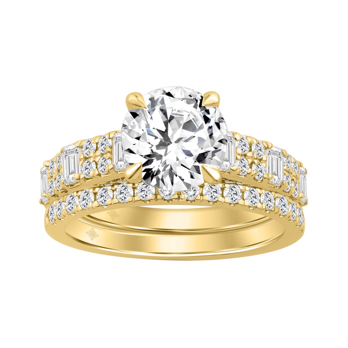 14K YELLOW GOLD 3.00CT ROUND/EMERALD DIAMOND LADIES BRIDAL SET (CENTER STONE ROUND DIAMOND 2.00CT) 1 14K YELLOW GOLD 3.00CT ROUND/EMERALD DIAMOND LADIES BRIDAL SET (CENTER STONE ROUND DIAMOND 2.00CT) - Image 1