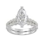 Ladies 14K White Gold Ladies Elegance- Bridal Set 3 1/3CT Round & Marquise Diamonds 3.00CT Marquise Center stone (Color F-G -Clarity VS1/VS2)