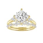 LADIES BRIDAL SET 2 1/2CT ROUND DIAMOND 14K YELLOW GOLD (CENTER STONE PRINCESS DIAMOND 2CT ) - Image 7