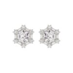 14K WHITE GOLD 1 1/4CT ROUND/BAGUETTE/HEZAGON STEP CUT DIAMOND LADIES EARRINGS