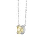 14K WHITE GOLD 1.00CT CUSHION YELLOW DIAMOND LADIES PENDANT - Image 3