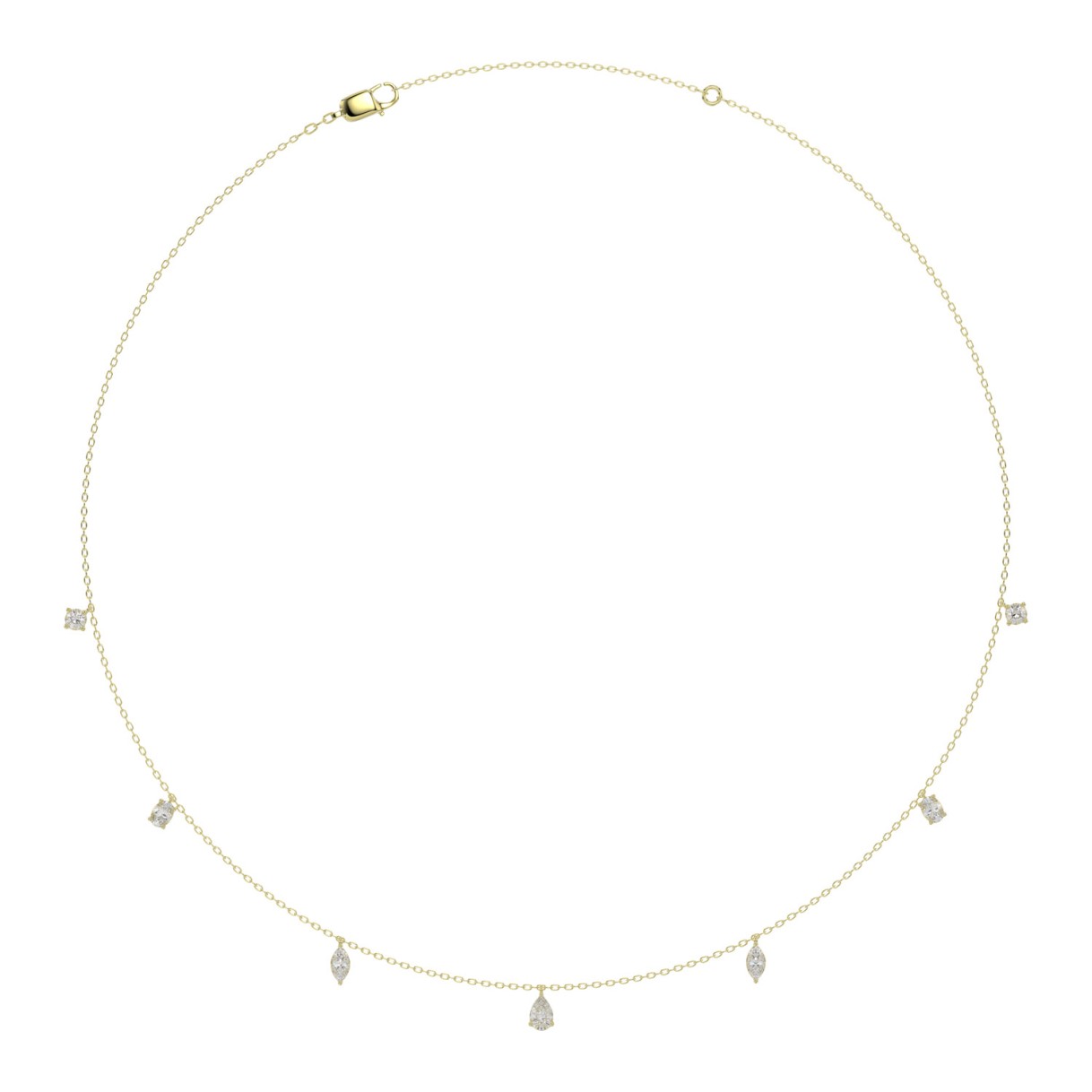 14K YELOW GOLD 1.00CT ROUND/PEAR/MARQUISE/OVAL DIAMOND LADIES NECKLACE 1 14K YELOW GOLD 1.00CT ROUND/PEAR/MARQUISE/OVAL DIAMOND LADIES NECKLACE - Image 1