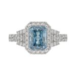 14K WHITE GOLD 2 3/4CT ROUND/BAGUETTE/RADIANT DIAMOND LADIES RING (CENTER STONE BLUE RADIANT DIAMOND 2.00CT) - Image 5