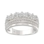 14K White Gold Ladies Fashion Ring with 1.00 CT Round & Marquise Diamonds
