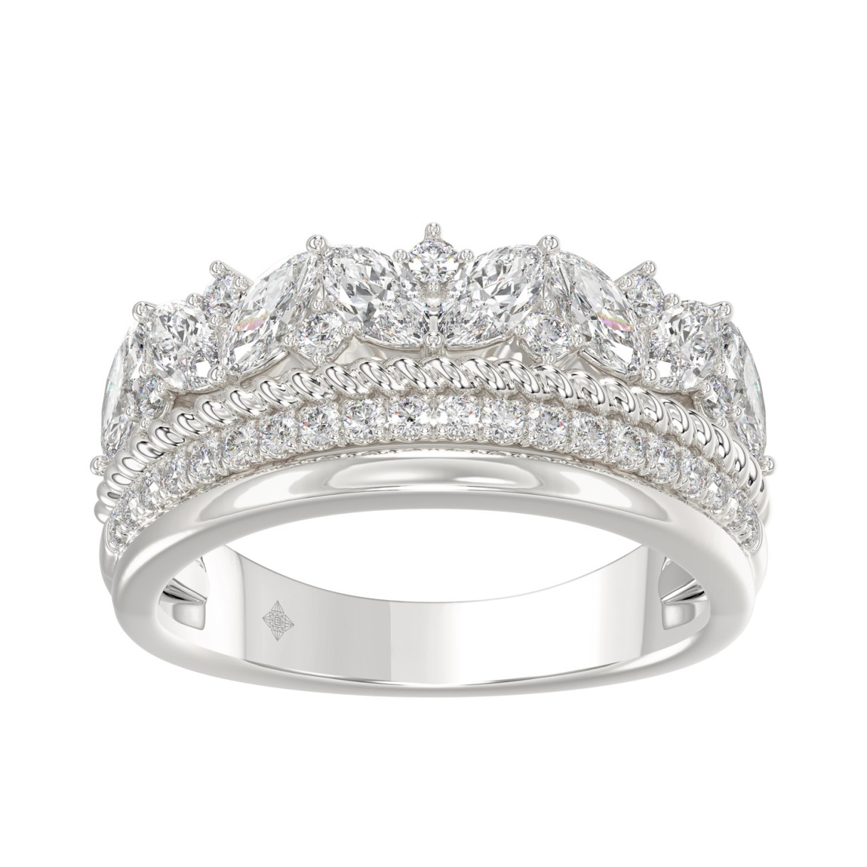 14K White Gold Ladies Fashion Ring with 1.00 CT Round & Marquise Diamonds 1 14K White Gold Ladies Fashion Ring with 1.00 CT Round & Marquise Diamonds - Image 1