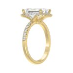 14K Yellow Gold 4 1/2CT ladies Round & Emerald-cut diamond halo engagement Ring 4.00CT Emerald Center stone (Color F-G -Clarity VS1/VS2) - Image 3