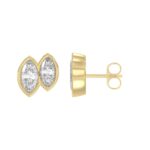Elegant Ladies Earring 14K Collection Linked Hearts Yellow Gold 1.00CT Marquise Lab Grown Diamond (Color F-G -Clarity VS1/VS2) - Image 2