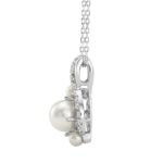 14K WHITE GOLD 1 1/4CT ROUND/PEARL DIAMOND LADIES PENDANT WITH CHAIN - Image 2