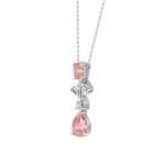 ETERNAL BLUSH COLLECTION 14K WHITE GOLD 2.00CT PINK PEAR & OVAL DIAMOND / PEAR DIAMOND LADIES PENDANT WITH CHAIN - Image 3
