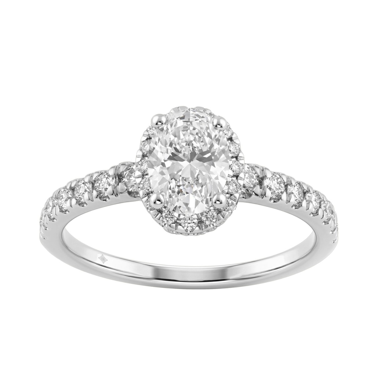 1 1/4Ct Oval & Round Diamond Halo Engagement Ring 14K White Gold Ladies Bridal Ring 3/4Ct Oval Center Stone (Color F-G -Clarity Vs1/Vs2) 1 1 1/4Ct Oval & Round Diamond Halo Engagement Ring 14K White Gold Ladies Bridal Ring 3/4Ct Oval Center Stone (Color F-G -Clarity Vs1/Vs2) - Image 1