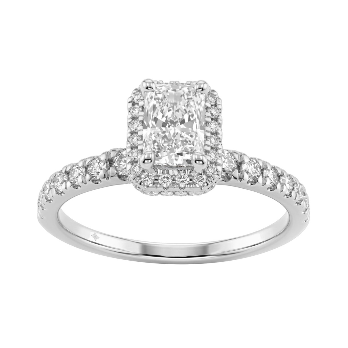 1 1/4Ct Radiant & Round Lab-Grown Diamond Ring In 14K White Gold Ladies Engagement Ring 3/4Ct Radiant Center Stone (Color F-G -Clarity Vs1/Vs2) 1 1 1/4Ct Radiant & Round Lab-Grown Diamond Ring In 14K White Gold Ladies Engagement Ring 3/4Ct Radiant Center Stone (Color F-G -Clarity Vs1/Vs2) - Image 1