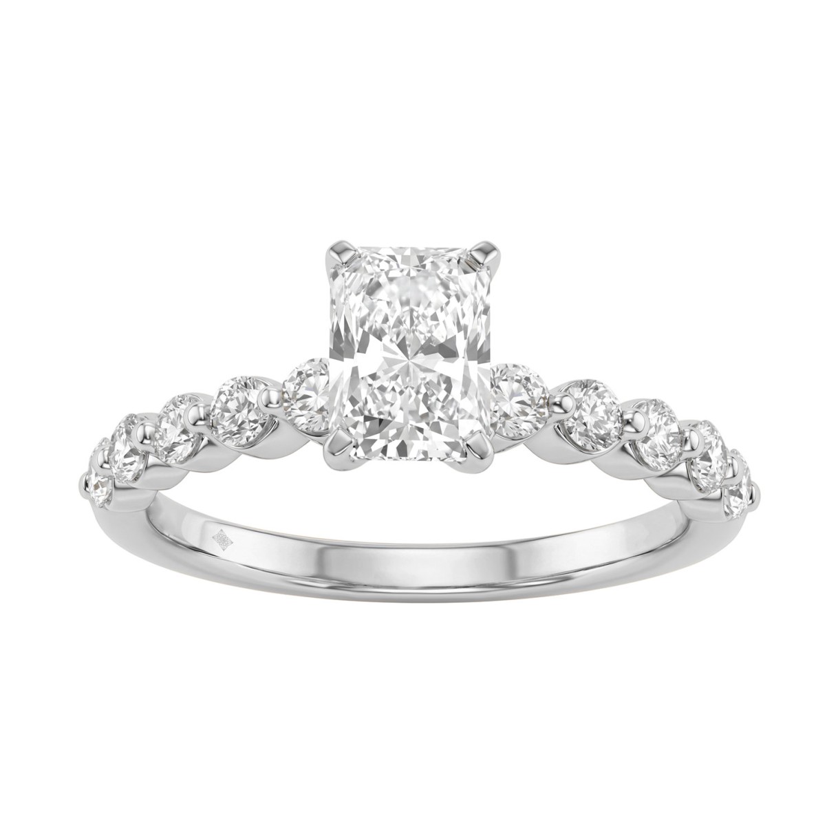 14K White Gold 1 1/2Ct Round & Radiant Lab-Grown Diamond Engagement Ring For Women 1Ct Radiant Center Stone (Color F-G -Clarity Vs1/Vs2) 1 14K White Gold 1 1/2Ct Round & Radiant Lab-Grown Diamond Engagement Ring For Women 1Ct Radiant Center Stone (Color F-G -Clarity Vs1/Vs2) - Image 1