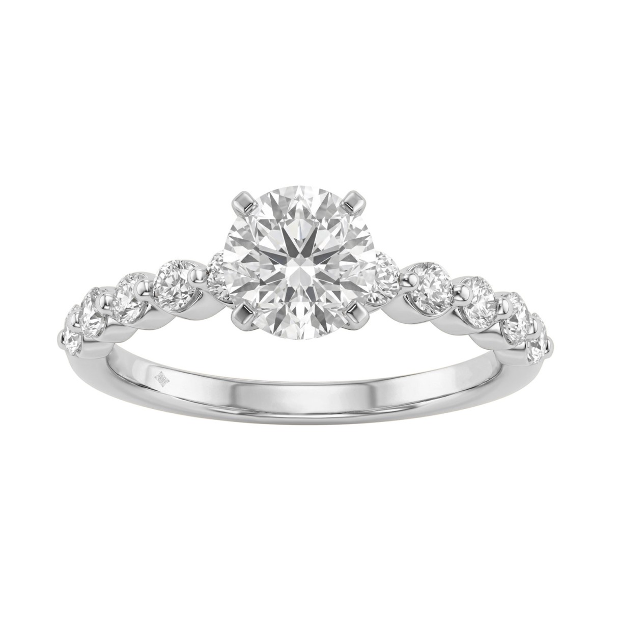 14K White Gold 1 1/2Ct Round Cut Lab-Grown Diamond Engagement Ring Elegant Ladies Ring 1Ct Round Center Stone (Color F-G -Clarity Vs1/Vs2) 1 14K White Gold 1 1/2Ct Round Cut Lab-Grown Diamond Engagement Ring Elegant Ladies Ring 1Ct Round Center Stone (Color F-G -Clarity Vs1/Vs2) - Image 1