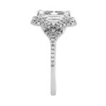 14K White Gold 4 1/2Ct Ladies Emerald-Cut Halo Engagement Ring 4Ct Emerald Center Stone & Round Diamond (Color F-G -Clarity Vs1/Vs2) - Image 2