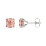 ETERNAL BLUSH COLLECTION 14K WHITE GOLD 2.00CT PINK CUSHION DIAMOND LADIES EARRINGS - Image 2