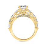 LADIES RING 3 1/2CT ROUND/EMERALD/OVAL DIAMOND 14K YELLOW GOLD (CENTER STONE OVAL DIAMOND 2.00CT) - Image 2
