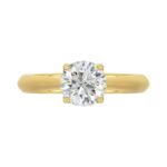 LADIES SOLITAIRE RING 1 1/2CT ROUND DIAMOND 14K YELLOW GOLD - Image 5