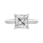 LADIES SOLITAIRE RING 4CT PRINCESS DIAMOND 14K WHITE GOLD - Image 5
