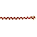 14K YELLOW GOLD 9.00CT BAGUETTE/ROUND RUBY DIAMOND LADIES BRACELET (ROUND RUBY 7 3/4CT) - Image 3