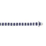 14K WHITE GOLD 5 3/4CT ROUND/ROUND BLUE SAPPHIRE DIAMOND LADIES BRACELET - Image 3