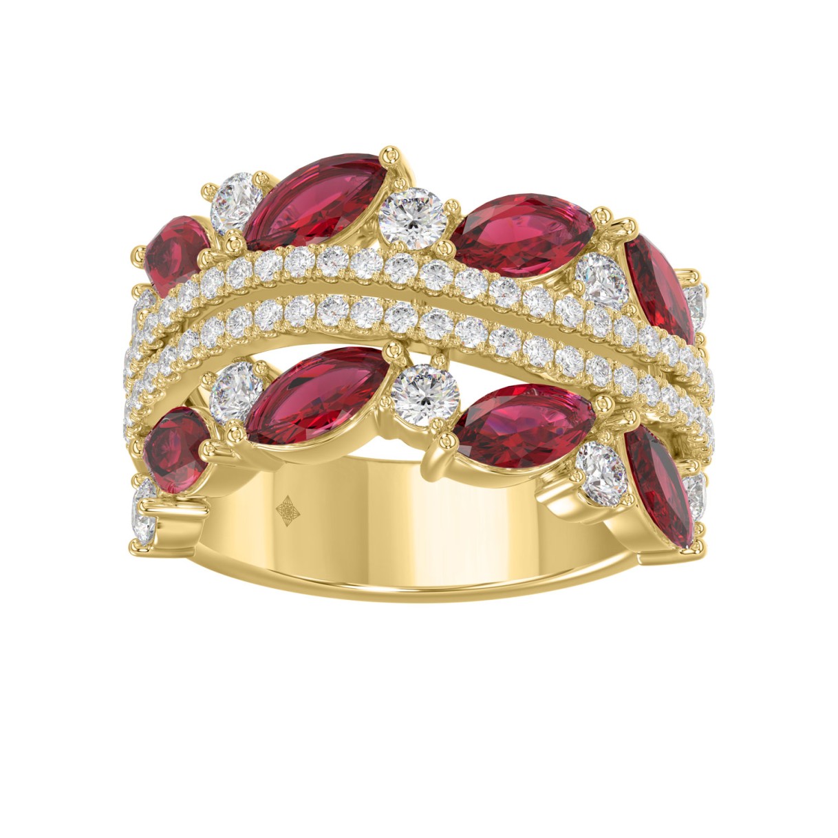 14K YELLOW GOLD 2.00CT ROUND/MARQUISE DIAMOND LADIES RING (RUBY DIAMOND 1 1/2CT) 1 14K YELLOW GOLD 2.00CT ROUND/MARQUISE DIAMOND LADIES RING (RUBY DIAMOND 1 1/2CT) - Image 1