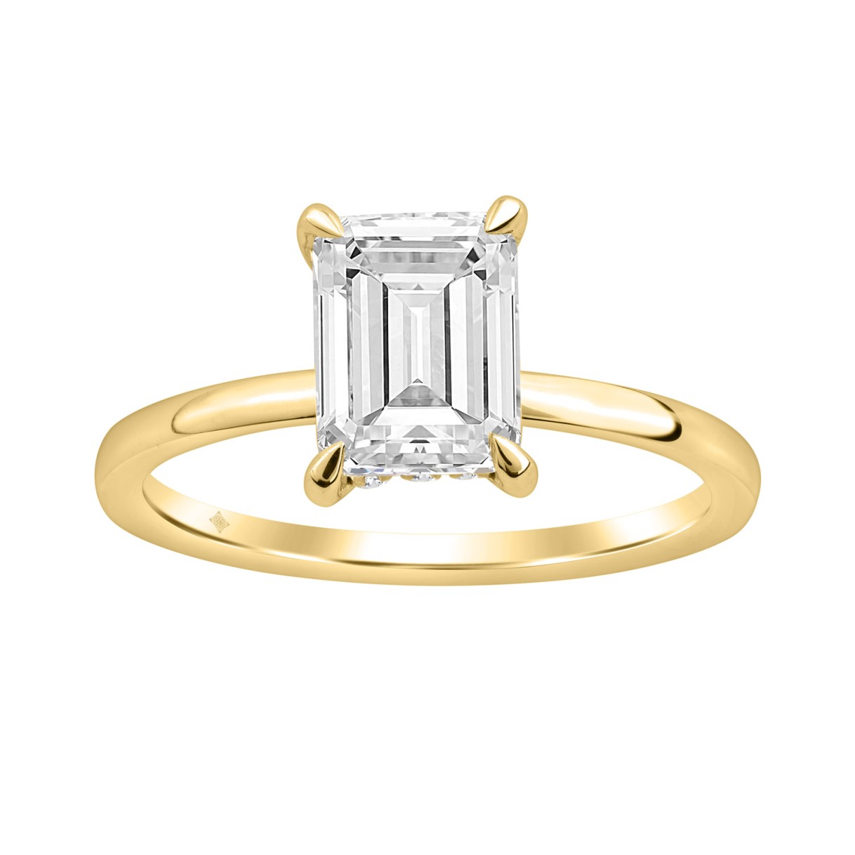 14K YELLOW GOLD 2.00CT ROUND/EMERALD DIAMOND LADIES RING (CENTER STONE EMERALD DIAMOND 2CT) 1 14K YELLOW GOLD 2.00CT ROUND/EMERALD DIAMOND LADIES RING (CENTER STONE EMERALD DIAMOND 2CT) - Image 1