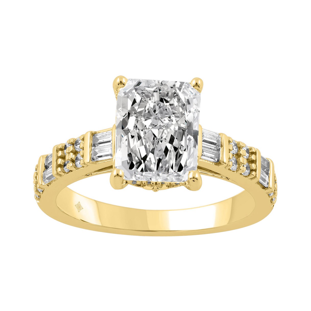14K YELLOW GOLD 3 1/2CT ROUND/BAGUETTE/RADIANT DIAMOND LADIES RING 1 14K YELLOW GOLD 3 1/2CT ROUND/BAGUETTE/RADIANT DIAMOND LADIES RING - Image 1