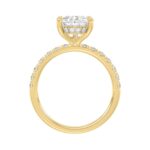 14K YELLOW GOLD 3 1/2CT ROUND/PEAR DIAMOND LADIES RING (CENTER STONE PEAR DIAMOND 3CT) - Image 2