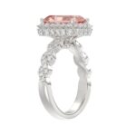 ETERNAL BLUSH COLLECTION 14K WHITE GOLD 4.00CT ROUND/ PINK RADIANT DIAMOND LADIES BRIDAL SET (CENTER STONE PINK RADIANT DIAMOND 3.00CT) - Image 4