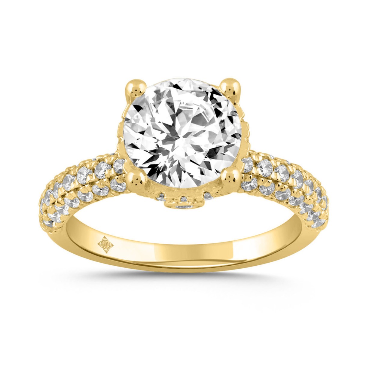 LADIES RING 2 3/4CT ROUND DIAMOND 14K YELLOW GOLD (CENTER STONE ROUND DIAMOND 2CT ) 1 LADIES RING 2 3/4CT ROUND DIAMOND 14K YELLOW GOLD (CENTER STONE ROUND DIAMOND 2CT ) - Image 1