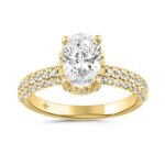 LADIES RING 2 3/4CT ROUND/OVAL DIAMOND 14K YELLOW GOLD (CENTER STONE OVAL DIAMOND 2CT )