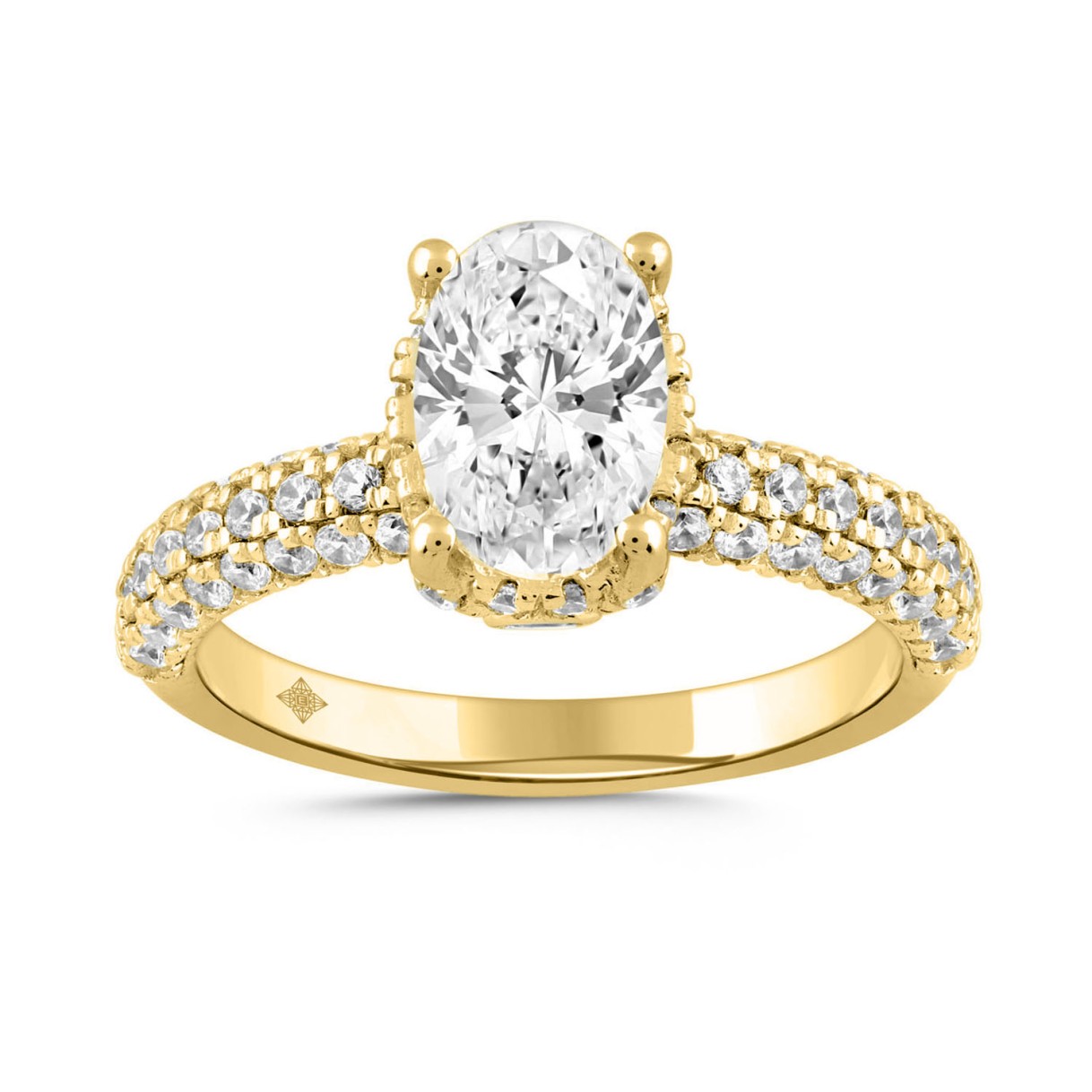 LADIES RING 2 3/4CT ROUND/OVAL DIAMOND 14K YELLOW GOLD (CENTER STONE OVAL DIAMOND 2CT ) 1 LADIES RING 2 3/4CT ROUND/OVAL DIAMOND 14K YELLOW GOLD (CENTER STONE OVAL DIAMOND 2CT ) - Image 1