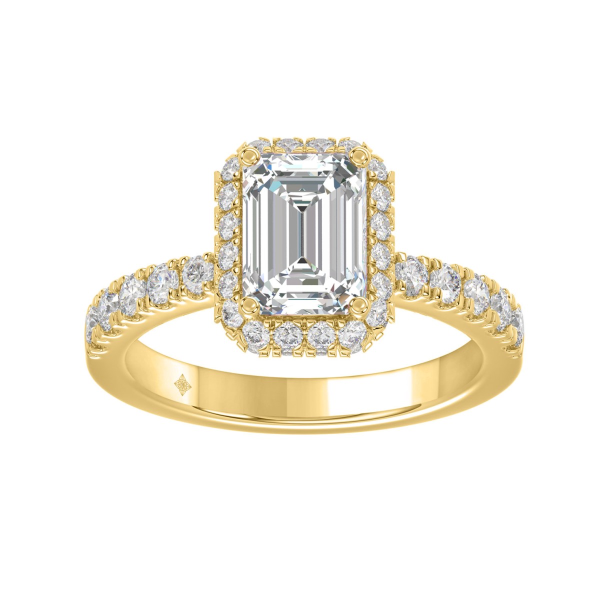LADIES RING 4.00CT ROUND/EMERALD DIAMOND 14K YELLOW GOLD (CENTER STONE EMERALD DIAMOND 3.00CT) 1 LADIES RING 4.00CT ROUND/EMERALD DIAMOND 14K YELLOW GOLD (CENTER STONE EMERALD DIAMOND 3.00CT) - Image 1
