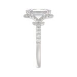 14K White Gold 4 1/2CT ladies Round & Emerald-cut diamond halo engagement Ring 4.00CT Emerald Center stone (Color F-G -Clarity VS1/VS2) - Image 4