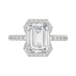 14K White Gold 4 1/2CT ladies Round & Emerald-cut diamond halo engagement Ring 4.00CT Emerald Center stone (Color F-G -Clarity VS1/VS2) - Image 5