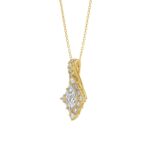 14K YELLOW GOLD 1.00CT ROUND/BAGUETTE/KITE STEP CUT DIAMOND LADIES PENDANT - Image 3